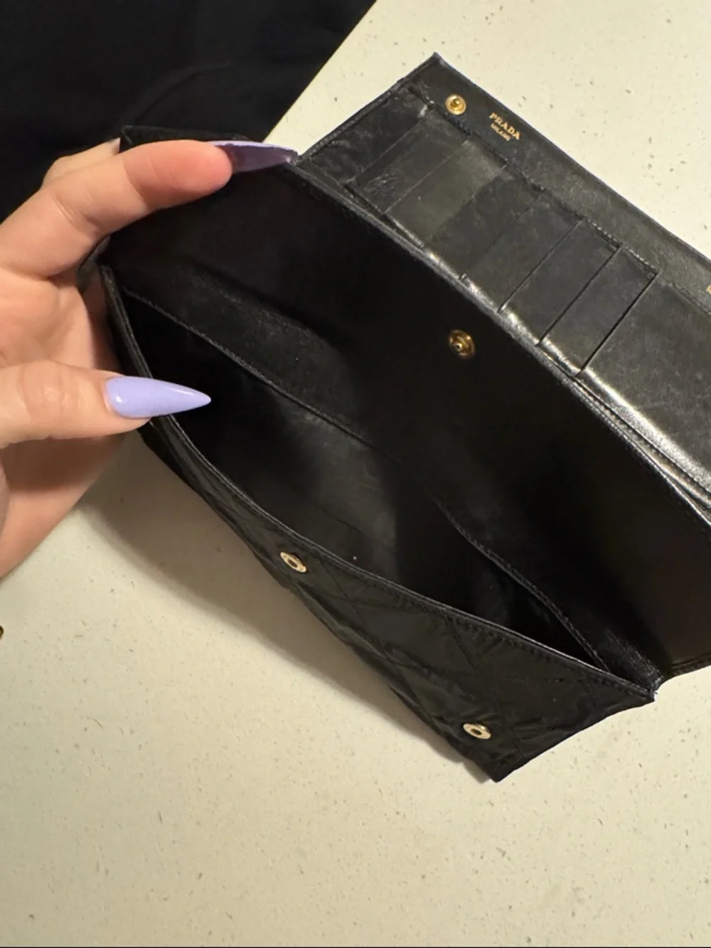 Prada Black Quilted Fold-Over Wallet - Picture 6 of 11